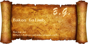 Bakos Galamb névjegykártya